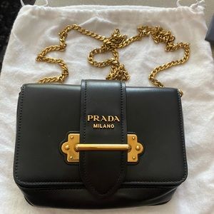 Prada Saffiano City Calf Cahier Belt Bag black leather excellent condition